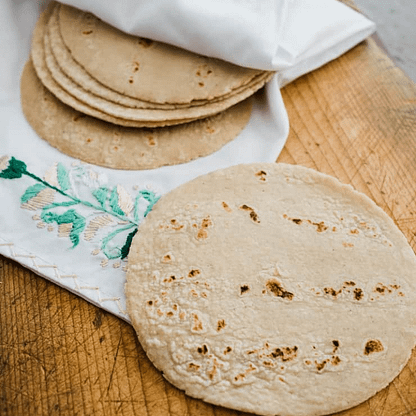 Homemade corn tortillas prepared with corn flour Maseca