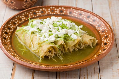 mexican traditional dish enchiladas verdes